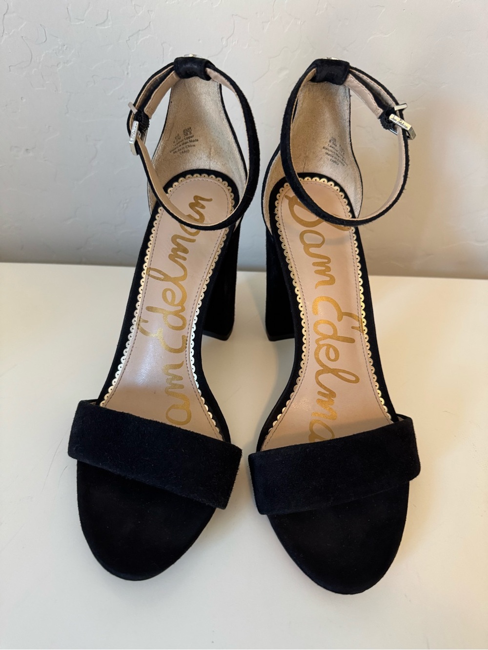 Sam Edelman Black Suede Ankle-Strap Heels